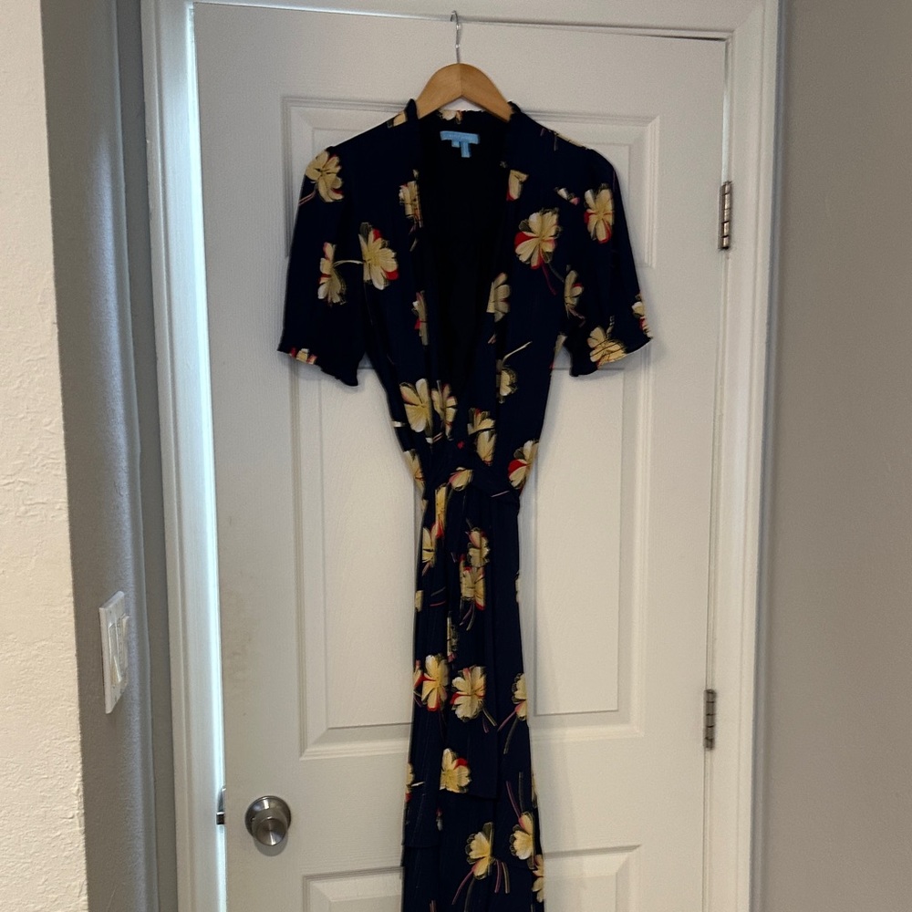 Draper James Navy Floral Maxi Dress